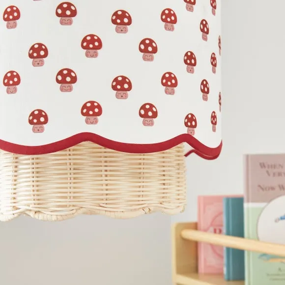 Millie the Mushroom Scallop Easy Fit Lamp Shade - Red, Rattan by Dunelm, image 3