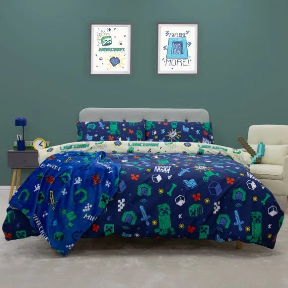 Minecraft Sketched Reversible Duvet Cover & Pillowcase Set - Multicolor, Polycotton product