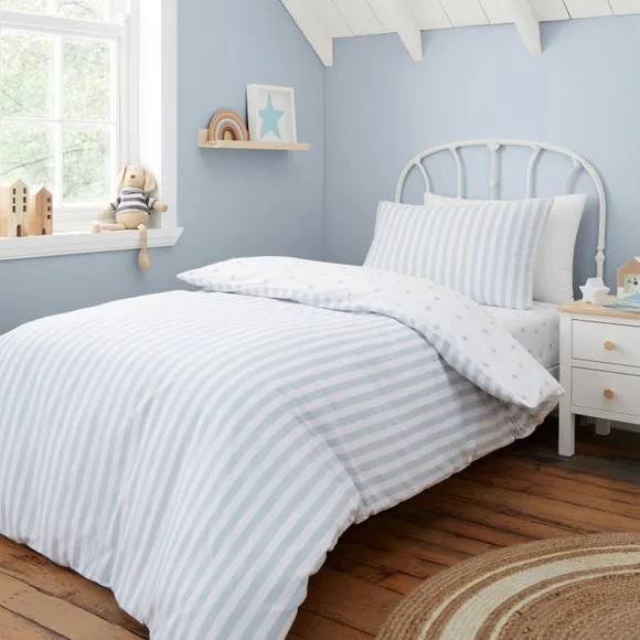 Mini Star & Stripes Duvet & Pillowcase Set - Blue, Cotton alternate view