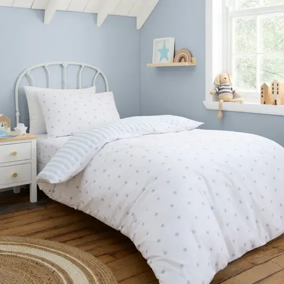 Mini Star & Stripes Duvet & Pillowcase Set - Blue, Cotton product