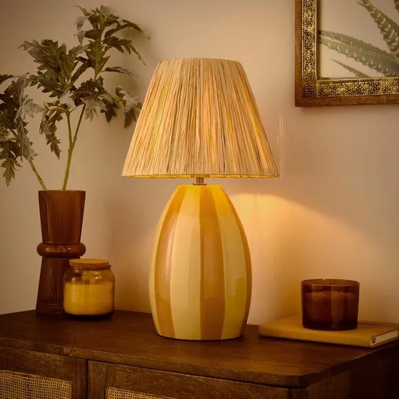 Oval Table Lamp with Striped Design - Ceramic alternate view