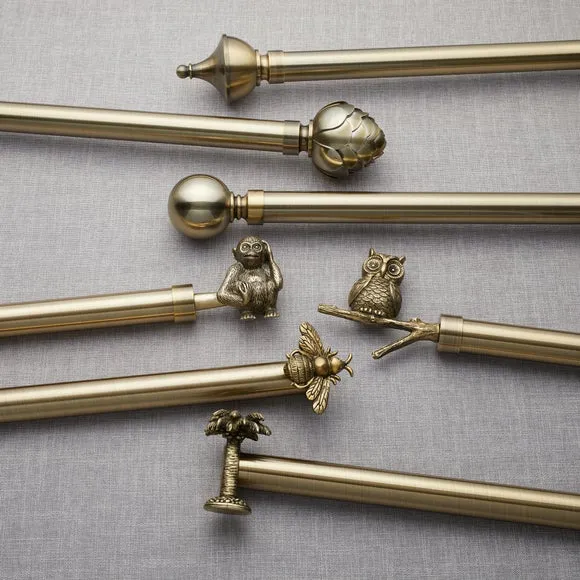 Artichoke Flower Curtain Finials - Antique Brass alternate view