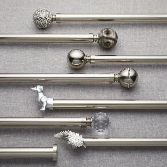 Mix and Match 28mm Faceted Curtain Pole Finials - Satin Steel Silver alternate view