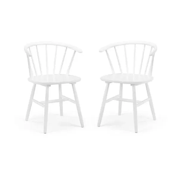 Set of 2 Dining Chairs - White, Rubberwood alternate view