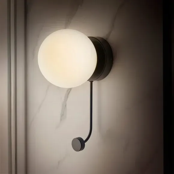 Luxe Bathroom Wall Light with Hook - Black, Metal alternate view