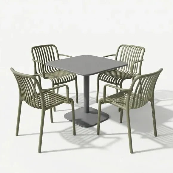 Modura Albin & Alma Square Dining Set with 4 Armchairs - Avocado Green alternate view