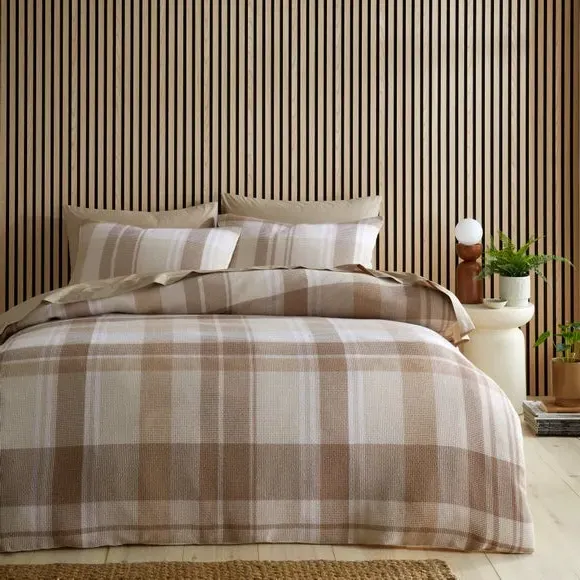 Molton Waffle Check Duvet Cover & Pillowcase Set - Natural, Polycotton product