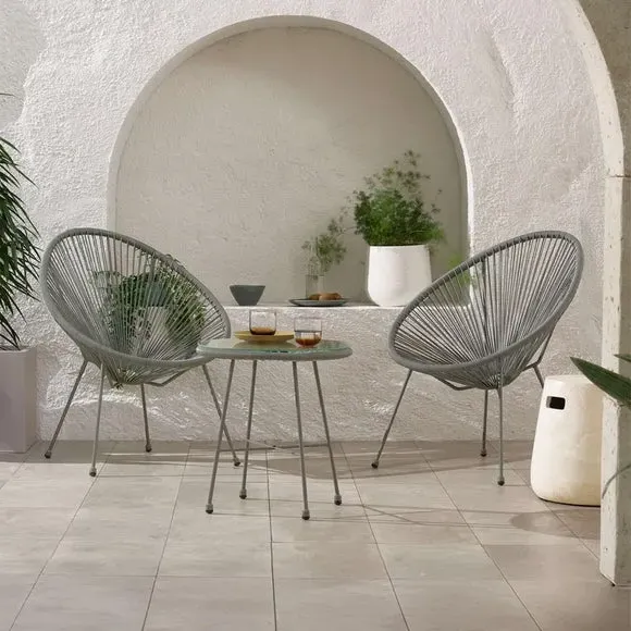 Monaco 2-Seater Egg Chair Bistro Set - Grey, Rattan alternate view