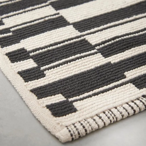Mono Flatweave Bath Mat - Black/White, Cotton alternate view