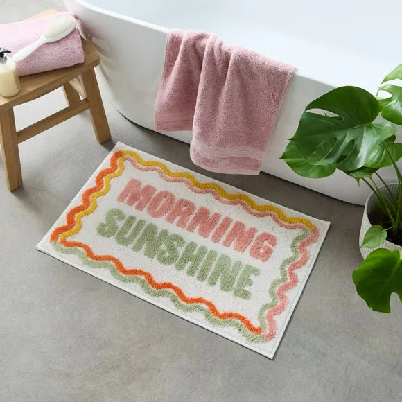 Morning Sunshine Slogan Bath Mat - Multicolor, Polyester product