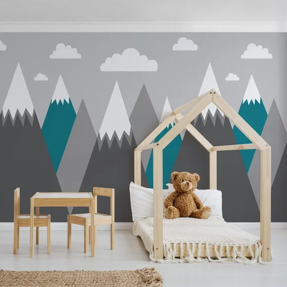 Mountain Range Wall Mural - Grey alternate view