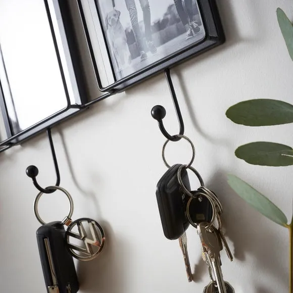 Multi Photo Frame with Key Hooks - Black, Metal alternate view