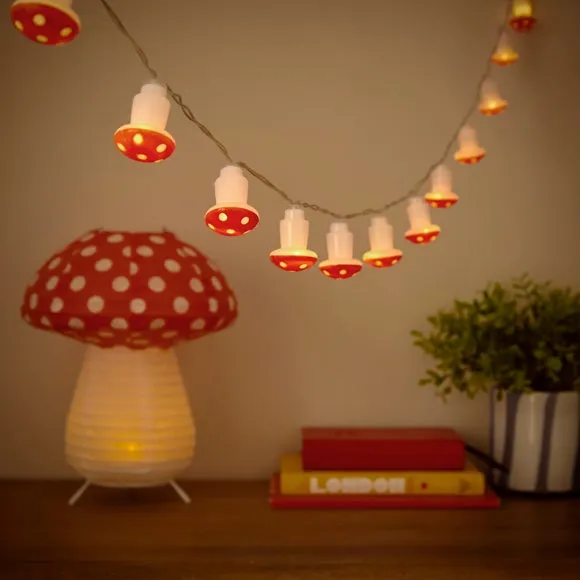 Mushroom 10 LED String Lights - Red alternate view