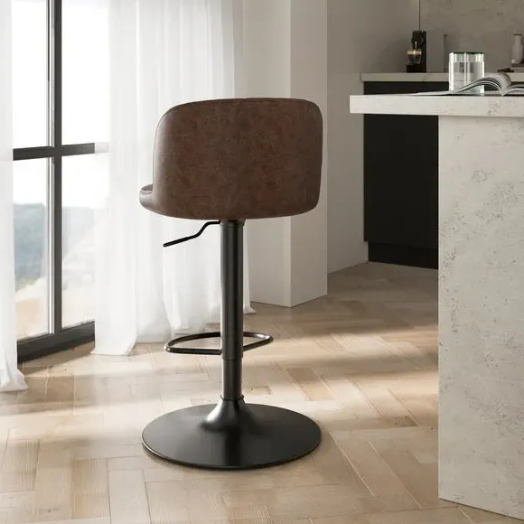 Mylo Gaslift Barstool - Brown, Faux Leather alternate view