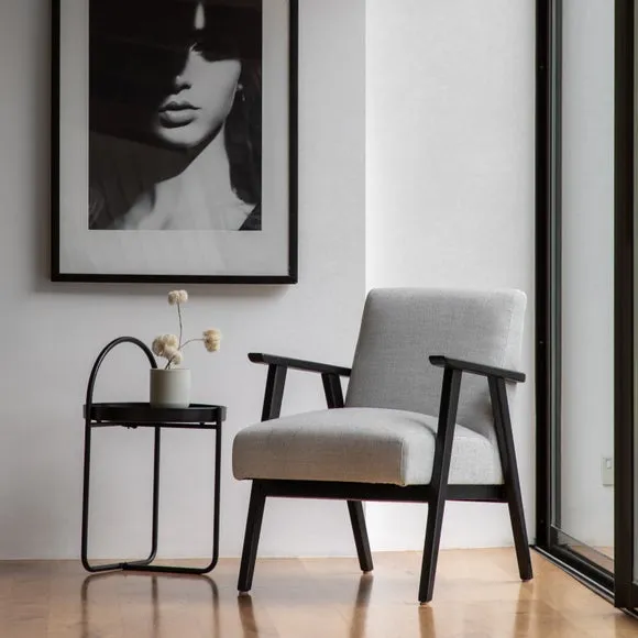 Natori Linen Wooden Arm Accent Chair - Grey alternate view