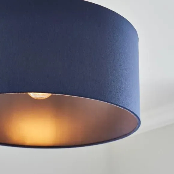 Nesa Shallow Lamp Shade - Navy, Velvet by Dunelm, image 4