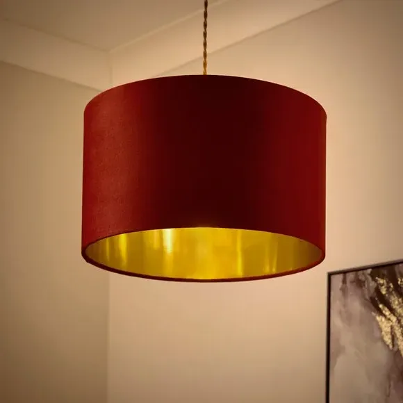 Nesa Velvet Drum Lamp Shade - Burgundy alternate view