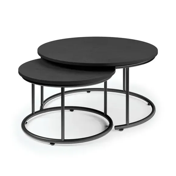 Nest of 2 Coffee Tables - Black, Metal alternate view