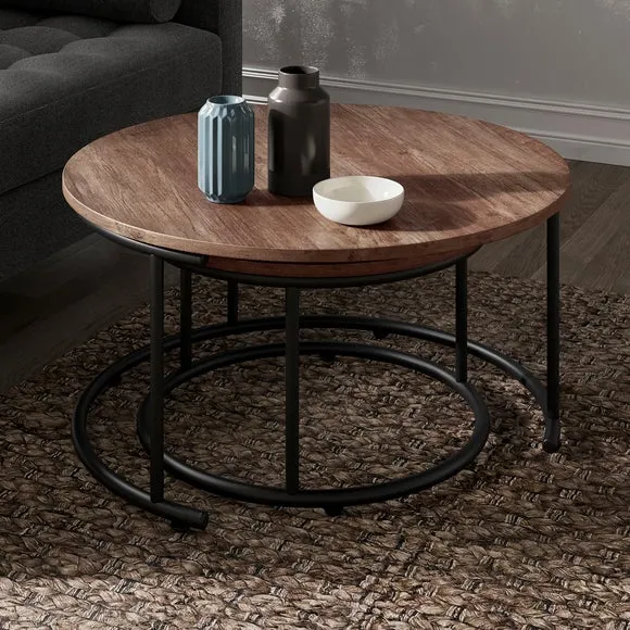 Nest of Tables Set - Pine Effect, Metal alternate view