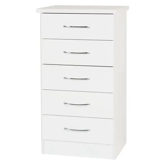 Slim 5-Drawer Chest - White, Oak Veneer alternate view