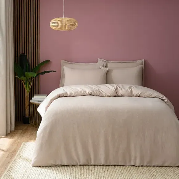 Newston Waffle Duvet Cover & Pillowcase Set - Natural, Polycotton alternate view