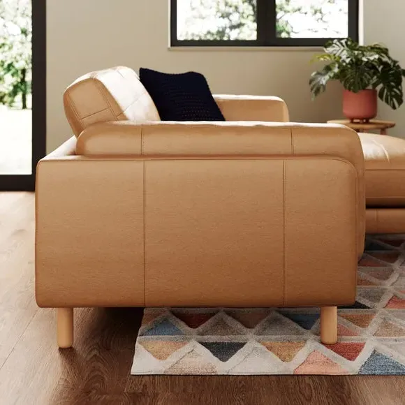 Newton Corner Chaise Sofa with Extension - Tan, Leather alternate view