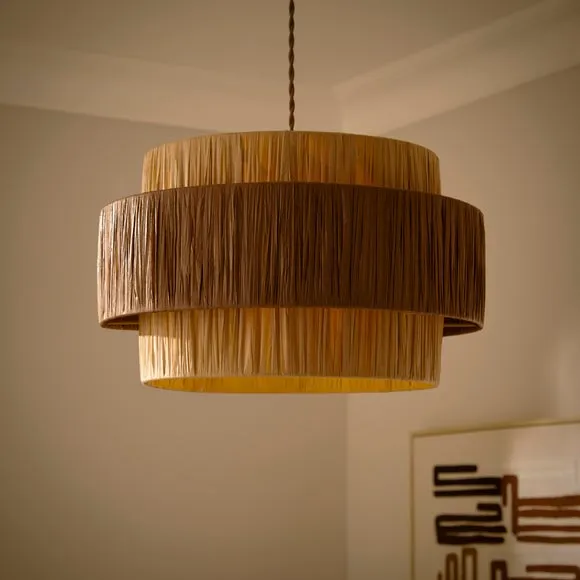 Niki Raffia Two-Tier Easy Fit Pendant Shade - Natural alternate view