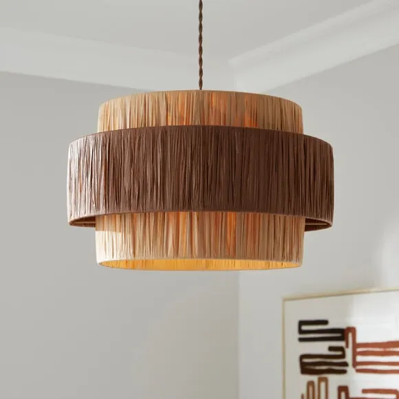 Niki Raffia Two-Tier Easy Fit Pendant Shade - Natural product