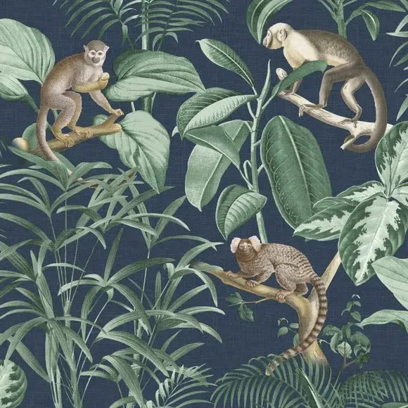 Self Adhesive Wallpaper Jungle Design - Navy alternate view