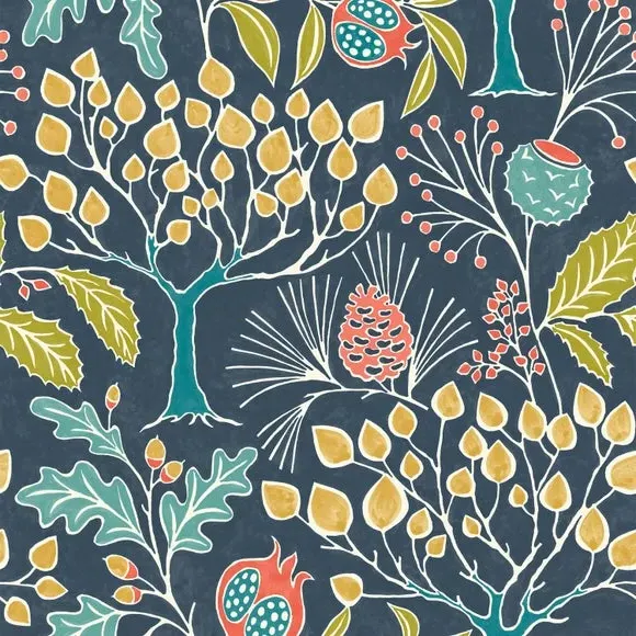 Self-Adhesive Wallpaper Floral - Navy alternate view