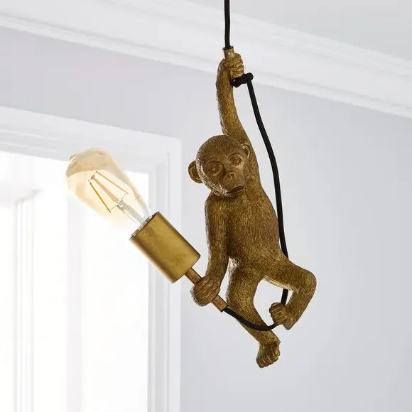 Odisha Monkey Ceiling Light - Gold, Resin alternate view