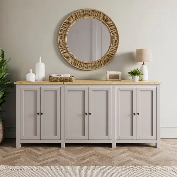 Extra Wide Sideboard with Desk - Stone, Wood alternate view