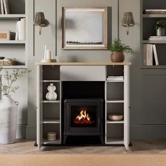 Olney Fireplace Surround with Storage - Stone alternate view