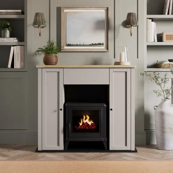 Olney Fireplace Surround with Storage - Stone product