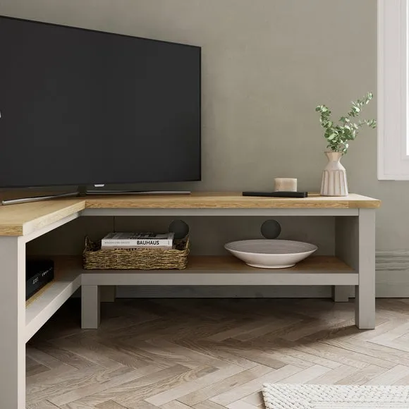Corner TV Unit Open Shelf Design - Stone alternate view