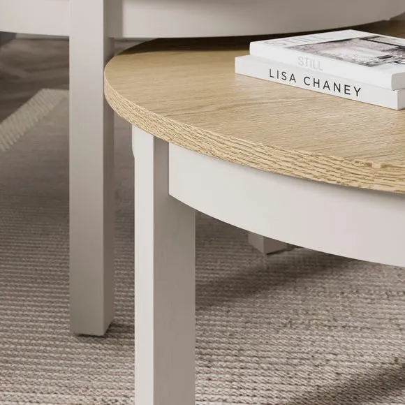 Round Nest Coffee Tables Set - Stone, Wood alternate view