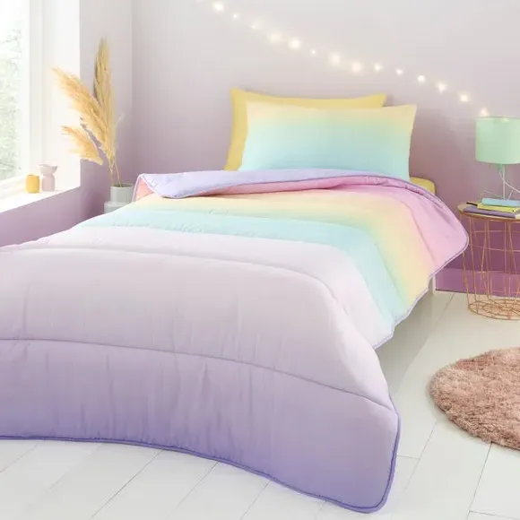 Ombre Pastel Single Coverless Duvet and Pillowcase Set - Multicolor product