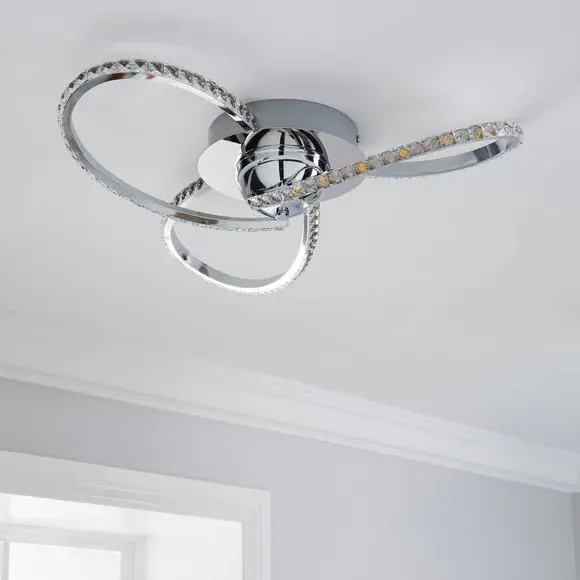 Oria 3-Light LED Flush Ceiling Light - Silver alternate view