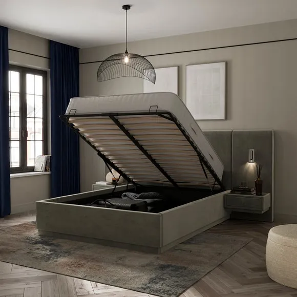 Ottoman Bed Frame with Storage - Dove Grey, Velvet alternate view