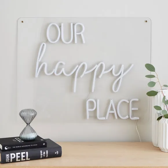 Our Happy Place Neon Sign - Clear, Acrylic alternate view