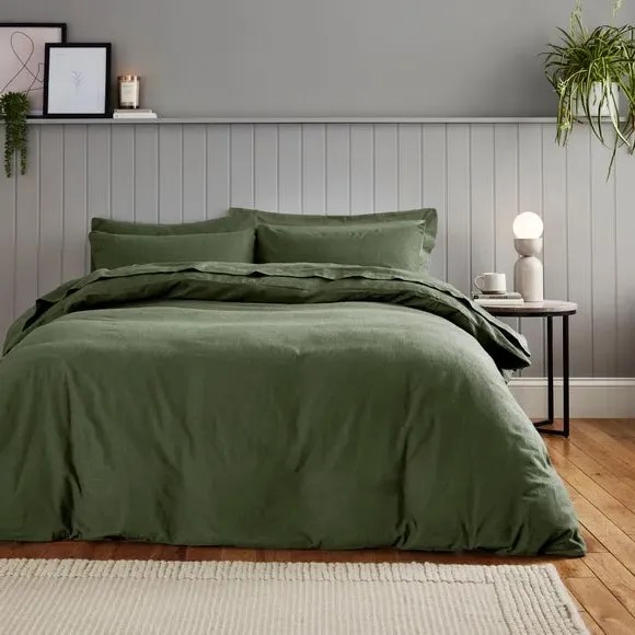Oxford Pillowcase - Olive Green, Brushed Cotton alternate view