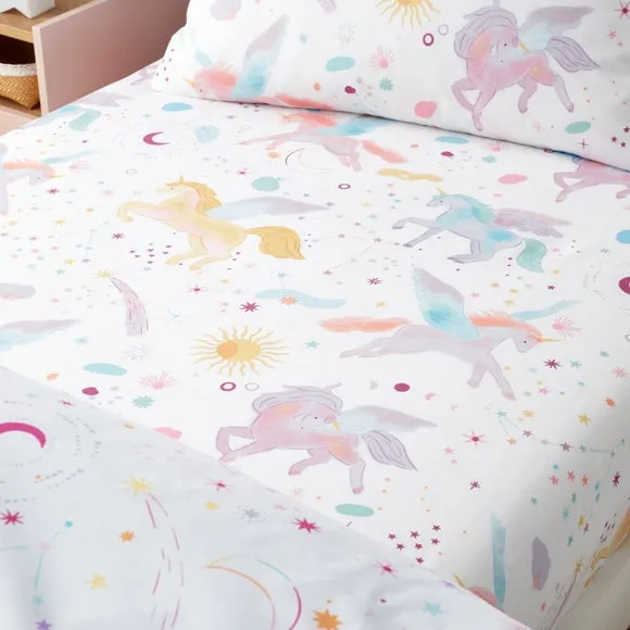 2-Pack Fitted Sheets Unicorn Design - Lilac, Polycotton alternate view