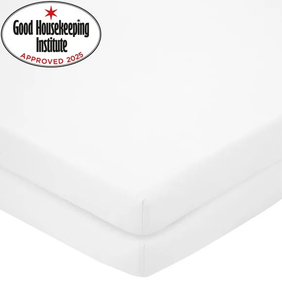 Pack of 2 Toddler Fitted Sheets - White, Cotton product