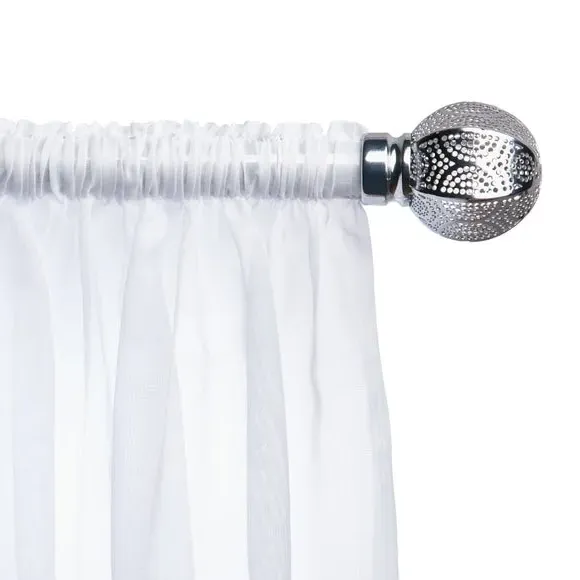 Pair Curtain Finials Manila Design - Chrome alternate view