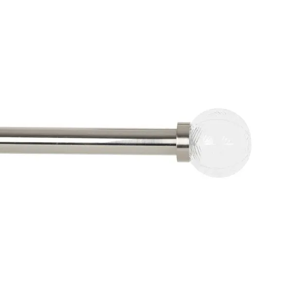 Pair Curtain Finials with Ribbed Detail - Satin Steel Silver alternate view