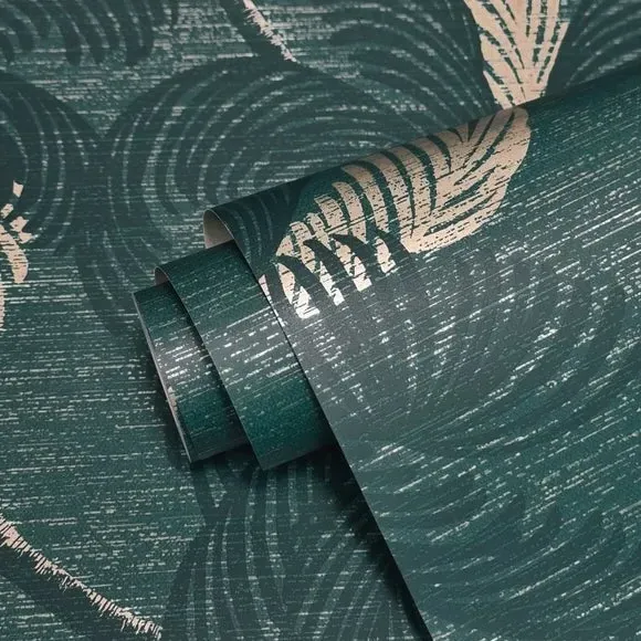 Palm Print Wallpaper - Emerald alternate view