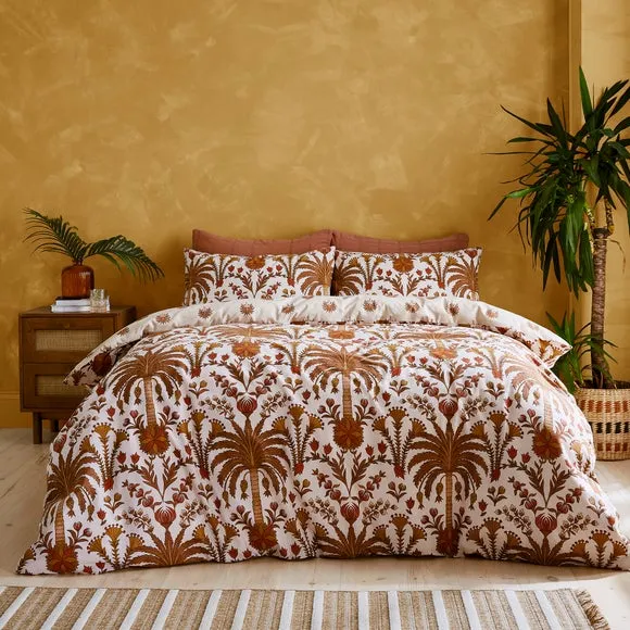 Palma Tropics Duvet Cover and Pillowcase Set - Ochre, Cotton product