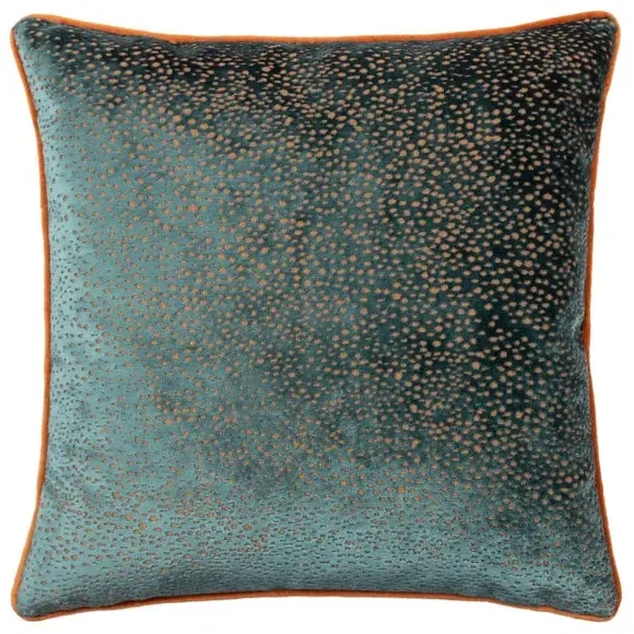 Estelle Square Cushion Cover with Piped Trim - Teal Blue, Velvet alternate view