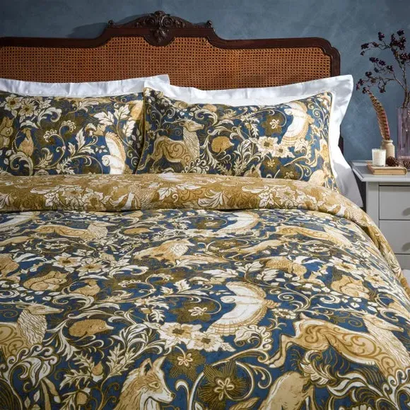 Duvet Cover Set with Pillowcase - Blue, Cotton alternate view