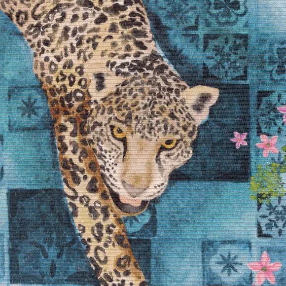 Leopard Print Indoor Outdoor Rug - Blue, Polyester alternate view